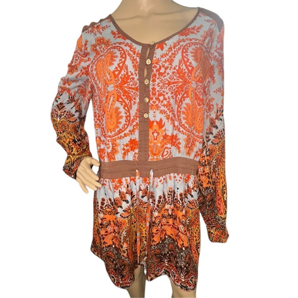 Miss Me Lightweight Floral Paisley Patterned Long Sleeve Dress
